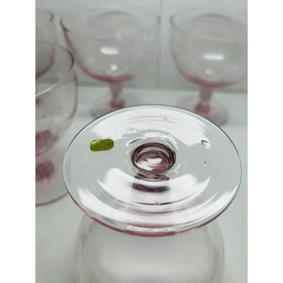 6 Vintage Blush Pink Depression Glass Champagne Sundae Sherbet Coupe Made Mexico - Picture 6 of 9